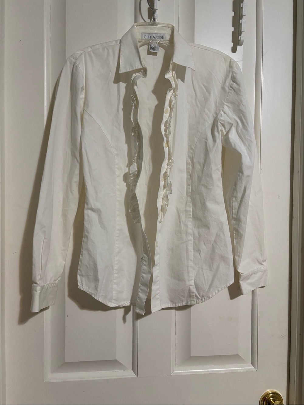 Chaus White Ruffle-Trim Long Sleeve Dress Shirt size 4 new  Nordstrom